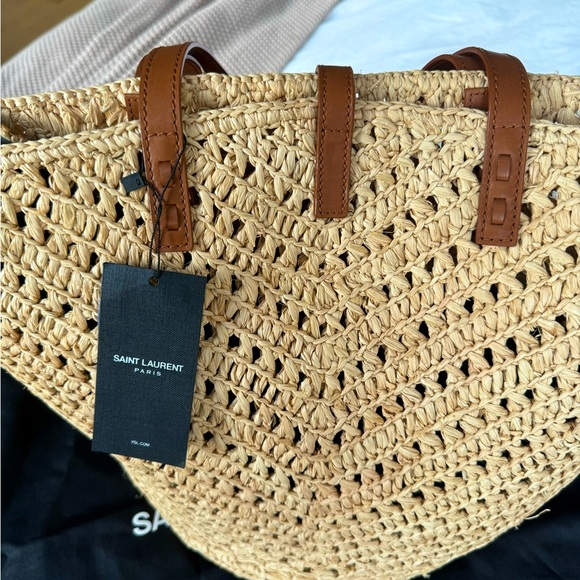 Saint Laurent Bag Panier Medium Raffia Vegetable-tanned Leather - Picture 4 of 7